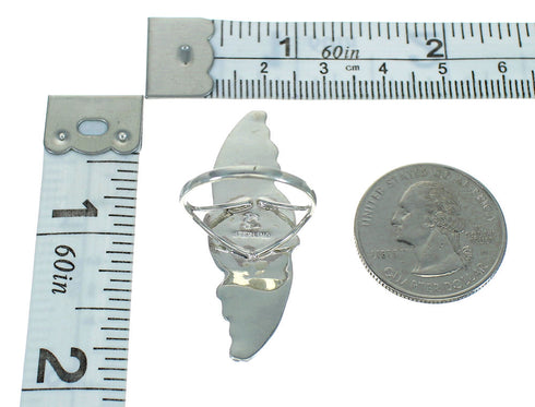 Silver And Turquoise Scalloped Leaf Ring Size 7-1/4 YX89516